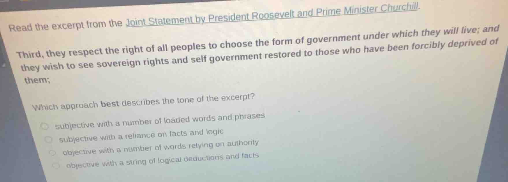 read the excerpt from the joint statement by president roosevelt and pr…