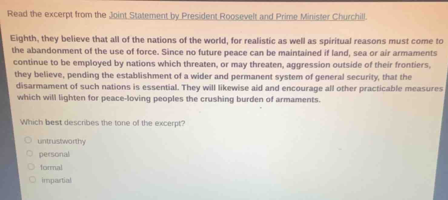 read the excerpt from the joint statement by president roosevelt and pr…