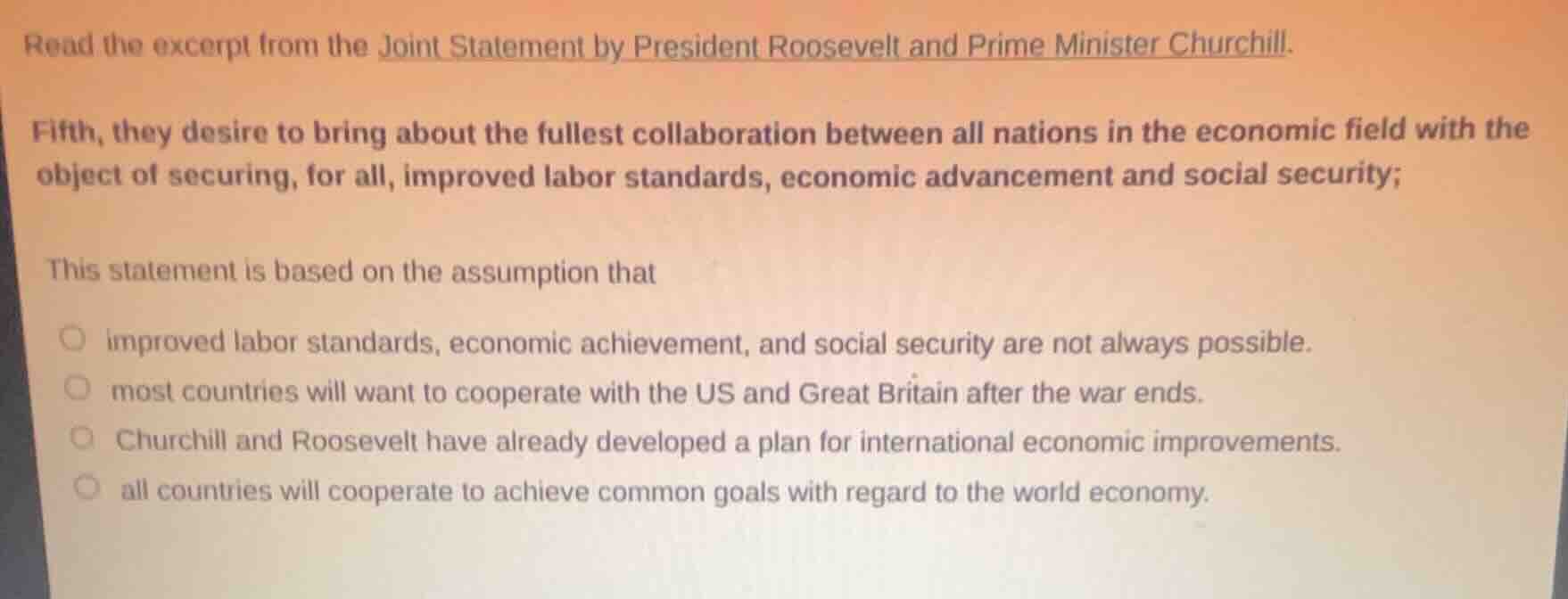 read the excerpt from the joint statement by president roosevelt and pr…