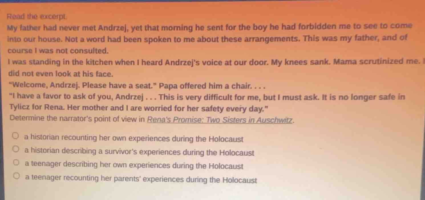 read the excerpt. my father had never met andrzej, yet that morning he …