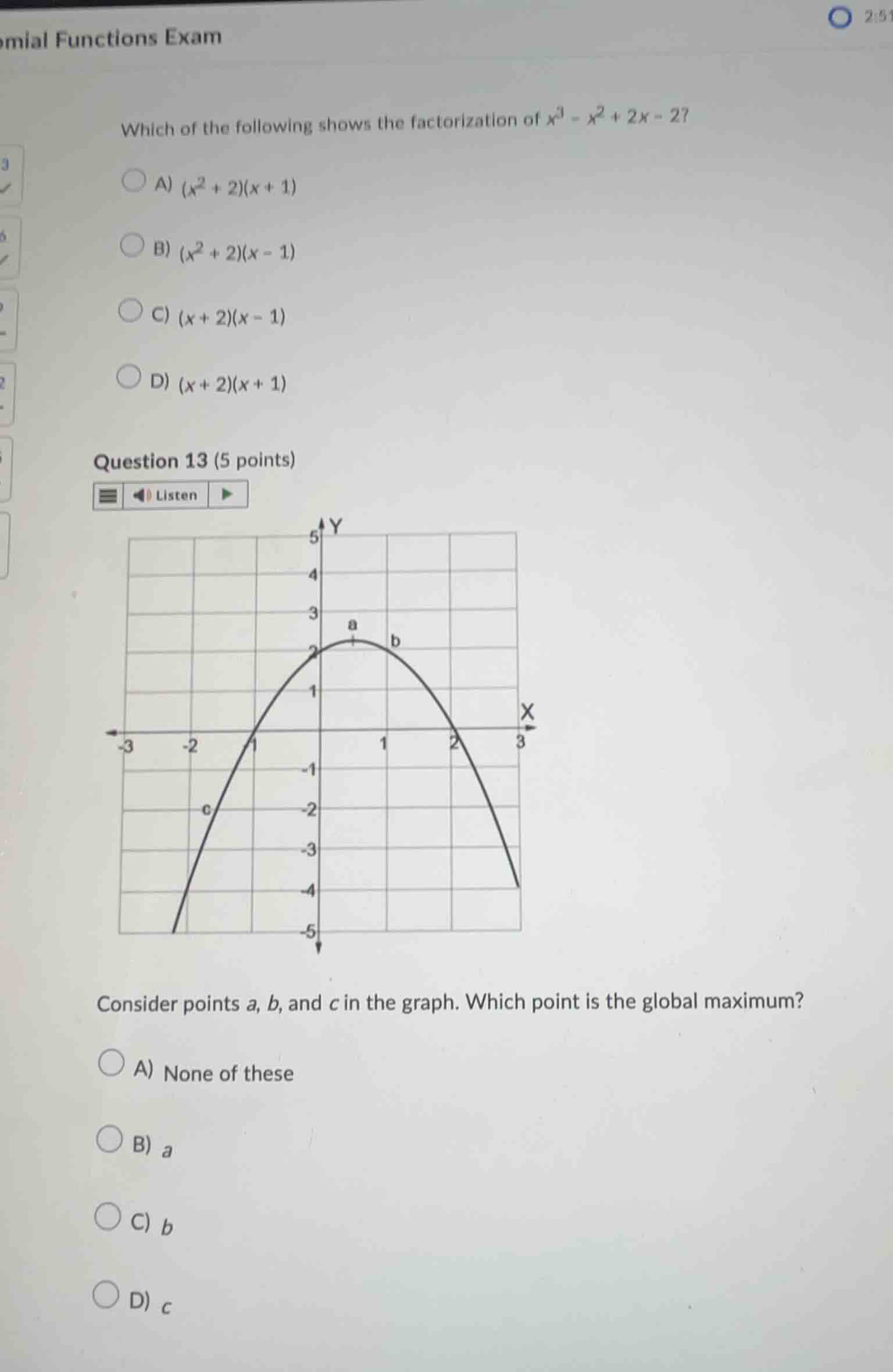 which of the following shows the factorization of \\(x^3 - x^2 + 2x - 2…