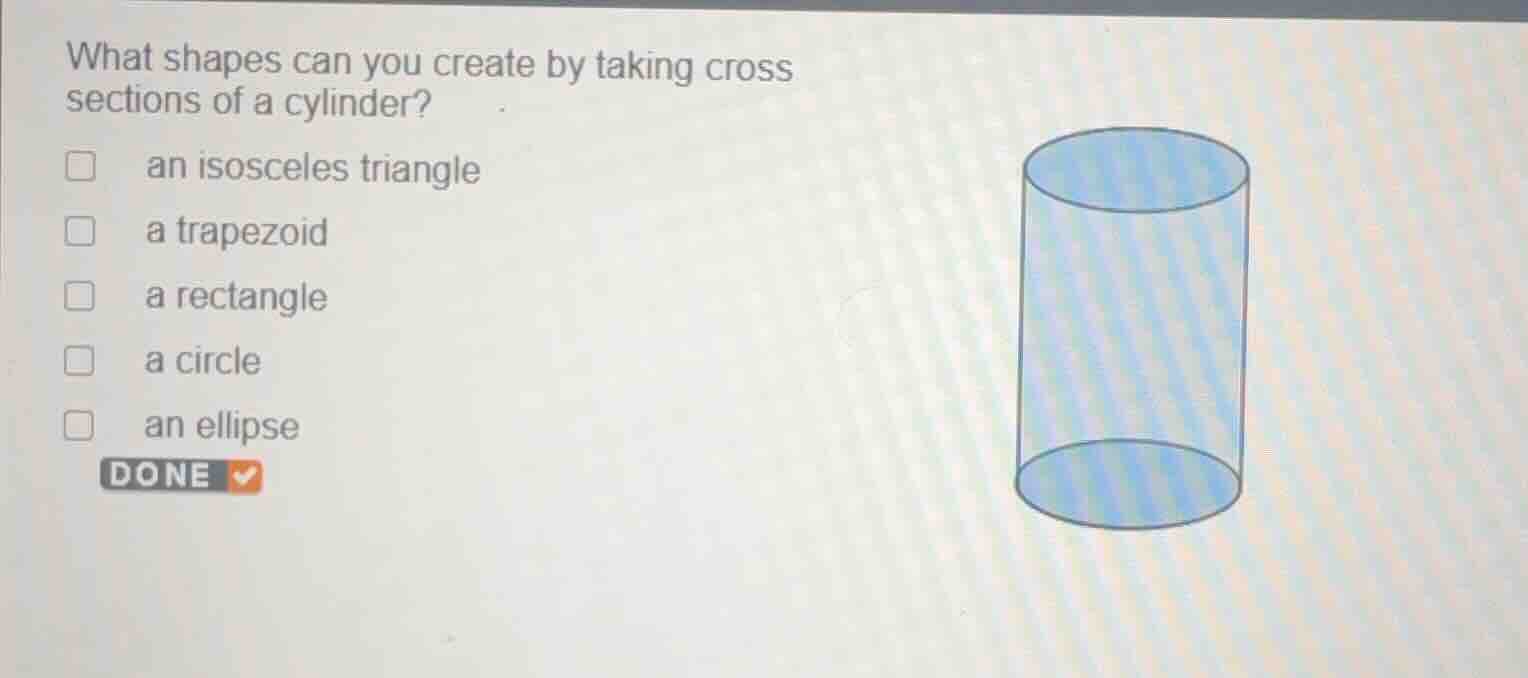 what shapes can you create by taking cross sections of a cylinder? an i…