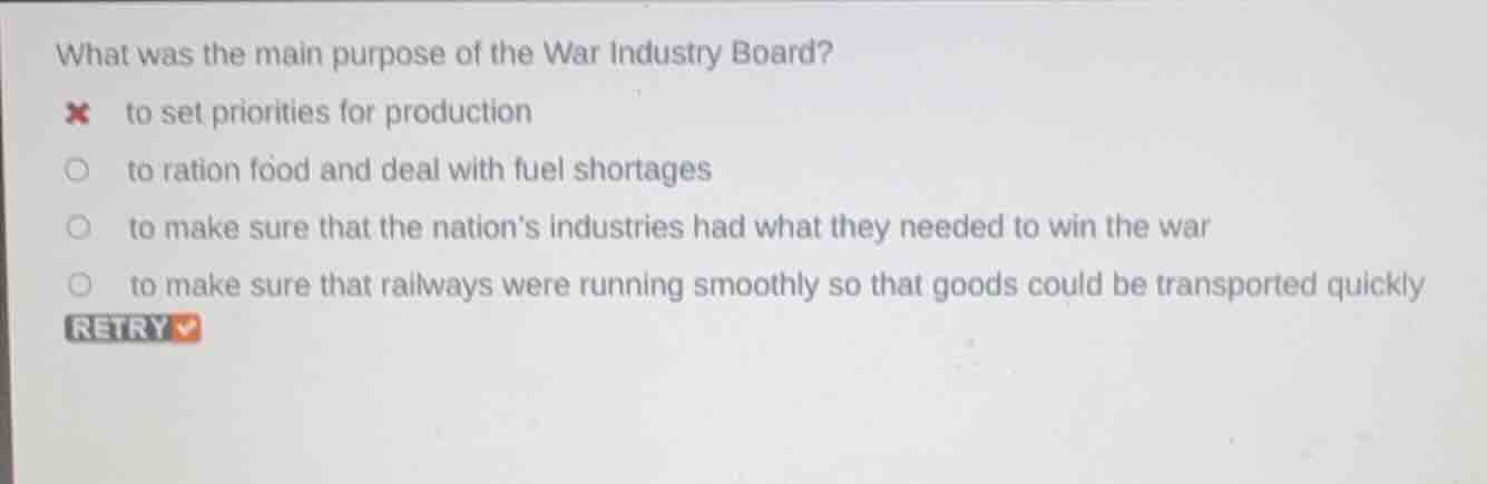 what was the main purpose of the war industry board? to set priorities …