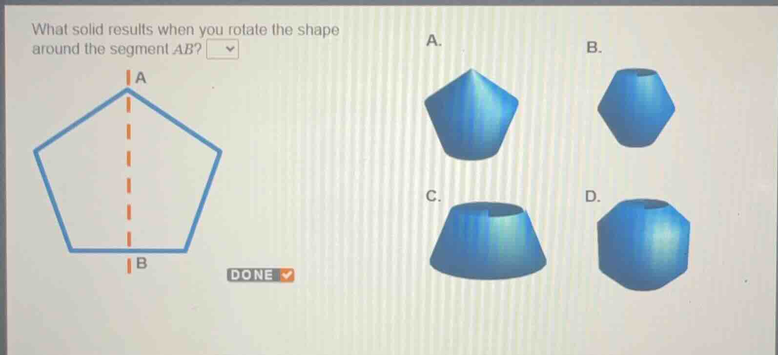 what solid results when you rotate the shape around the segment \\(ab\\…