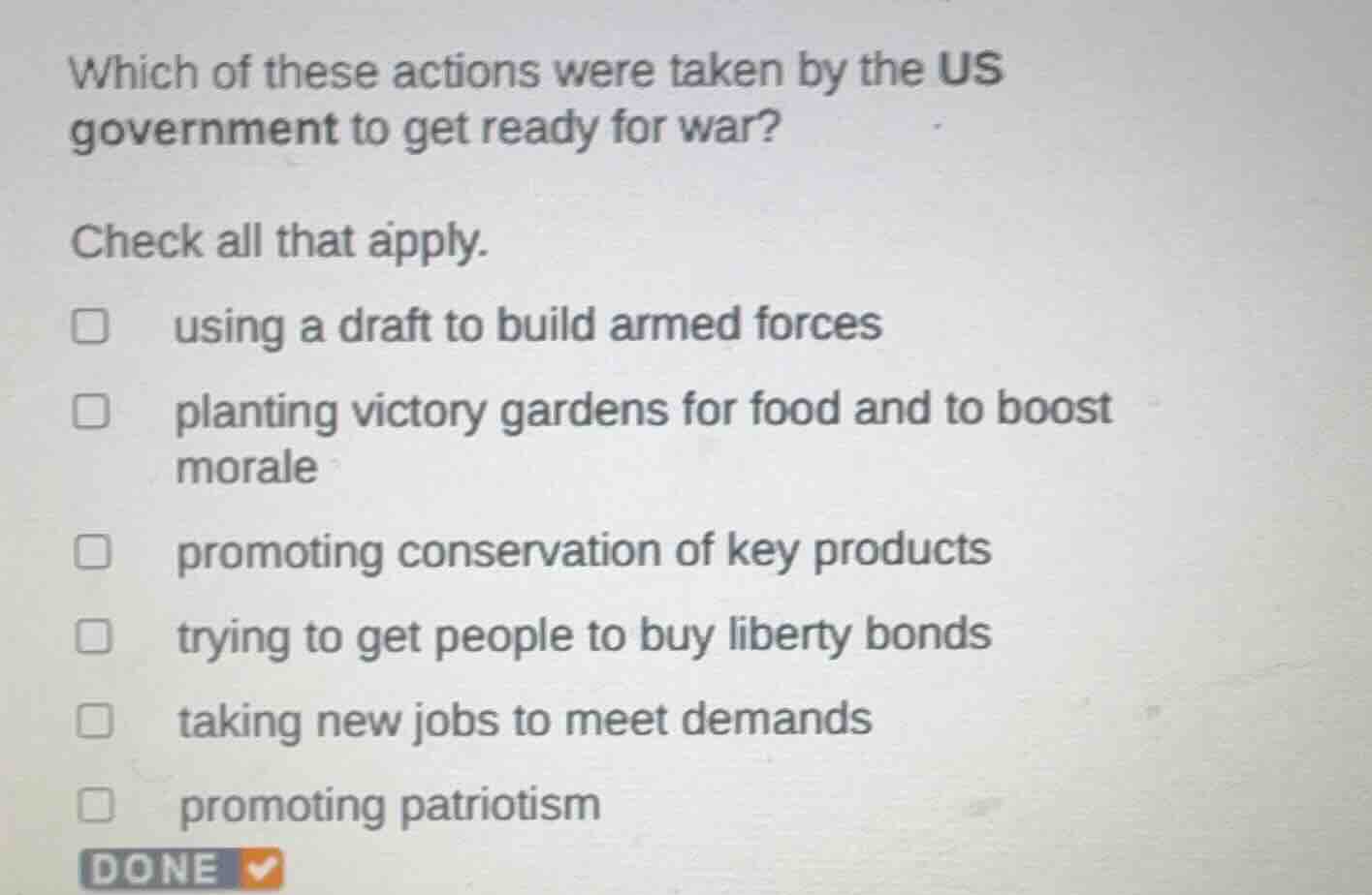 which of these actions were taken by the us government to get ready for…