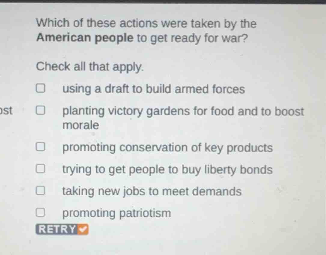 which of these actions were taken by the american people to get ready f…