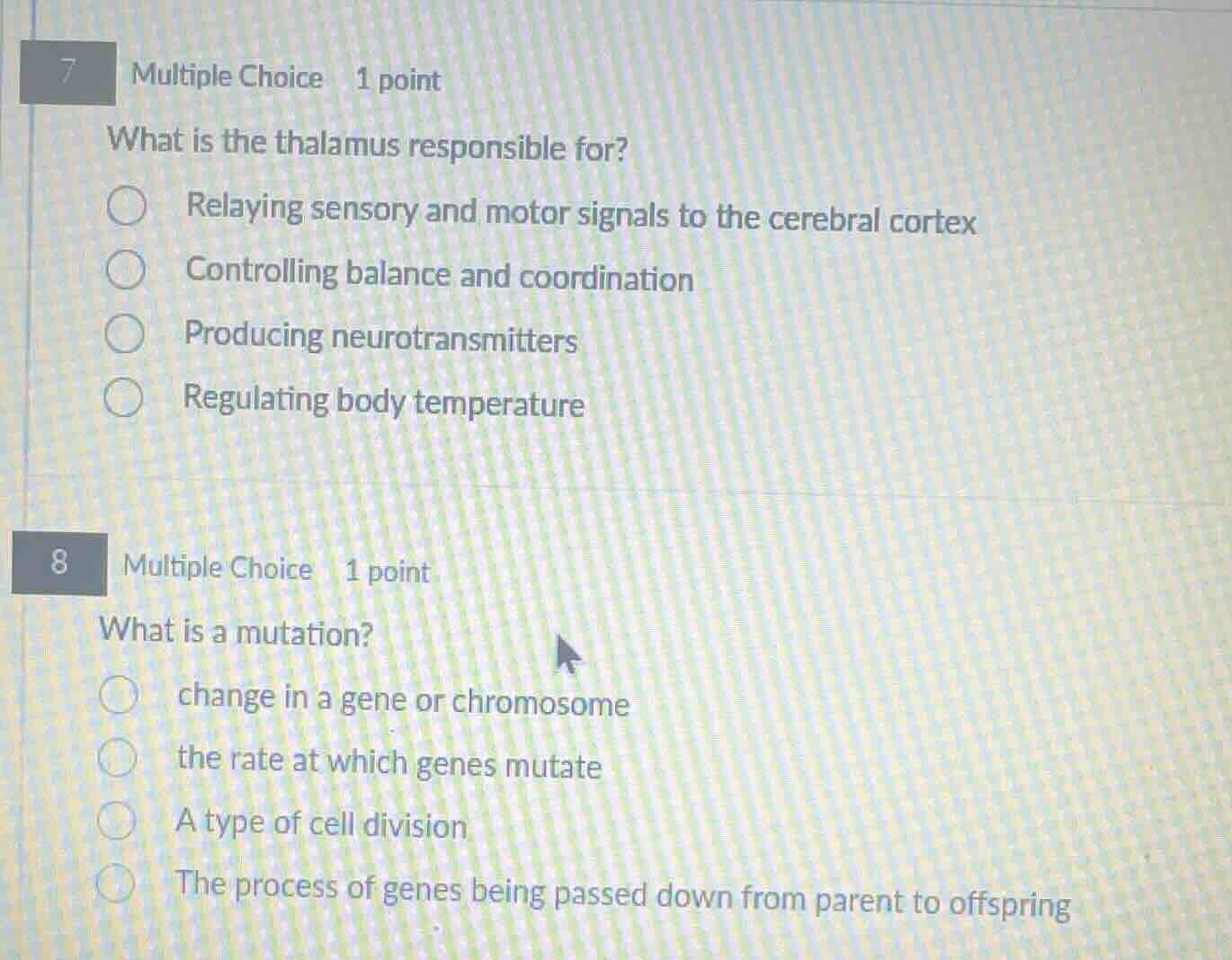 7 multiple choice 1 point what is the thalamus responsible for? relayin…