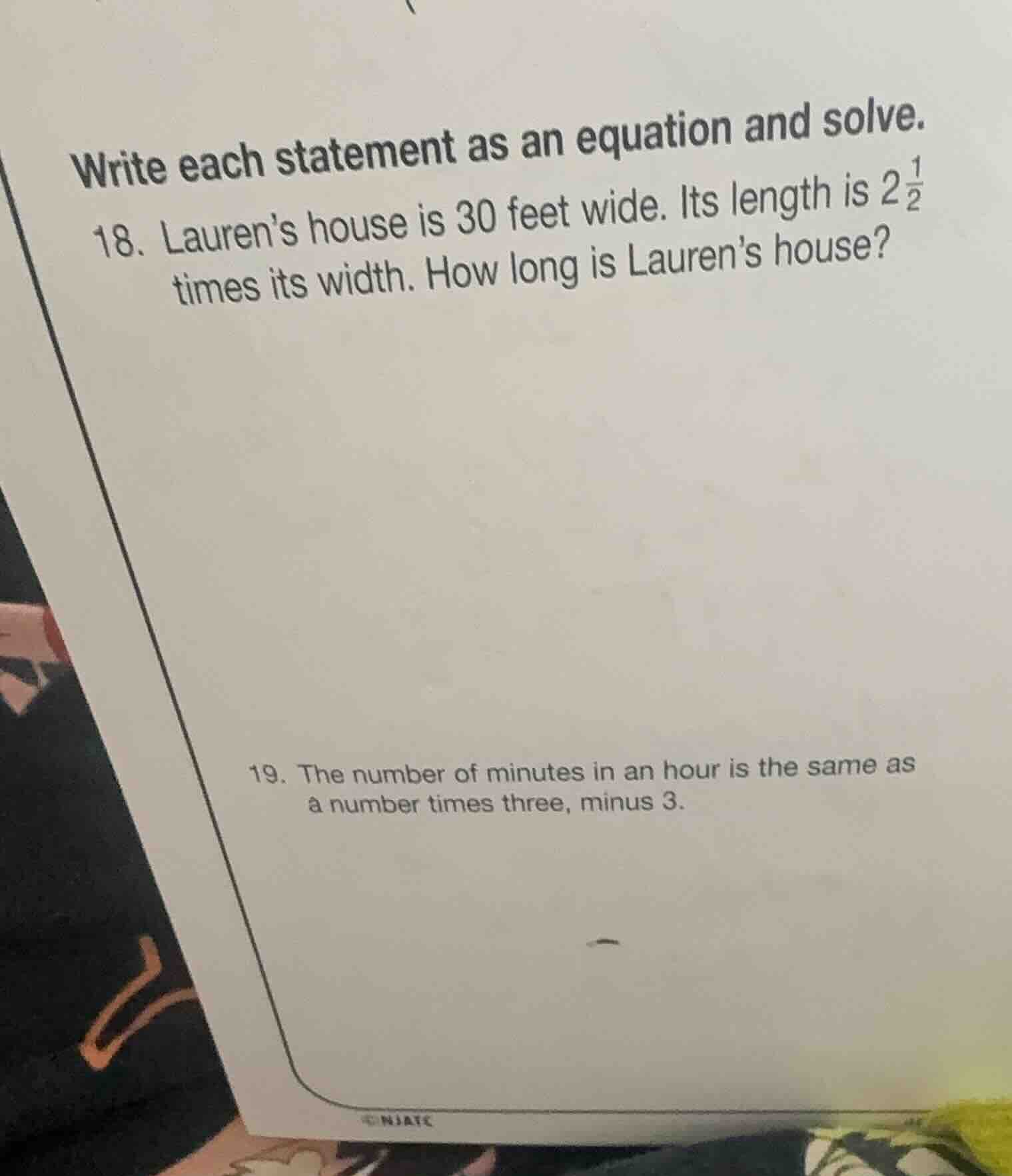 write each statement as an equation and solve. 18. laurens house is 30 …