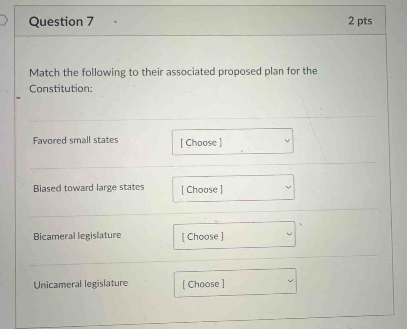 question 7 match the following to their associated proposed plan for th…
