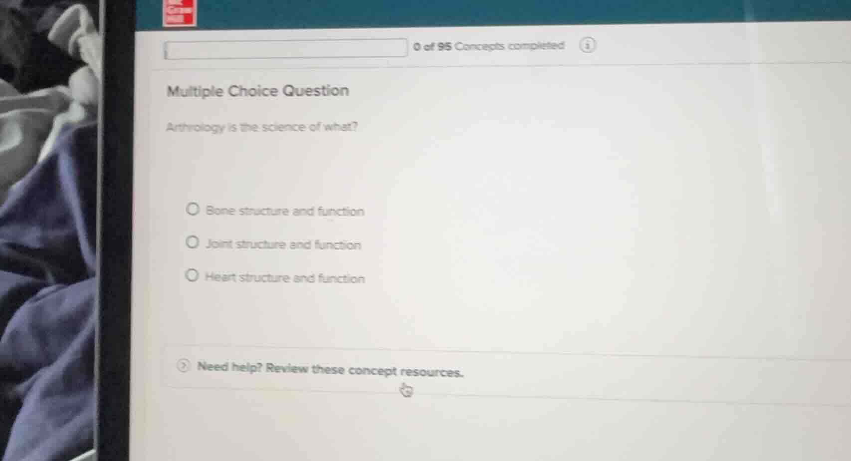 multiple choice question arthrology is the science of what? - bone stru…