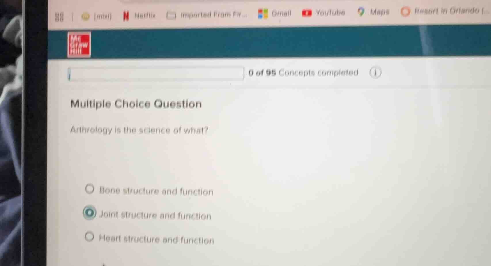 multiple choice question arthrology is the science of what? - bone stru…