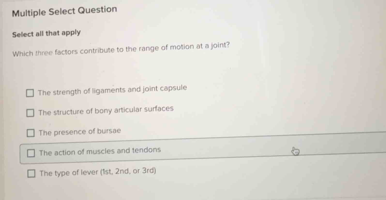 multiple select question select all that apply which three factors cont…
