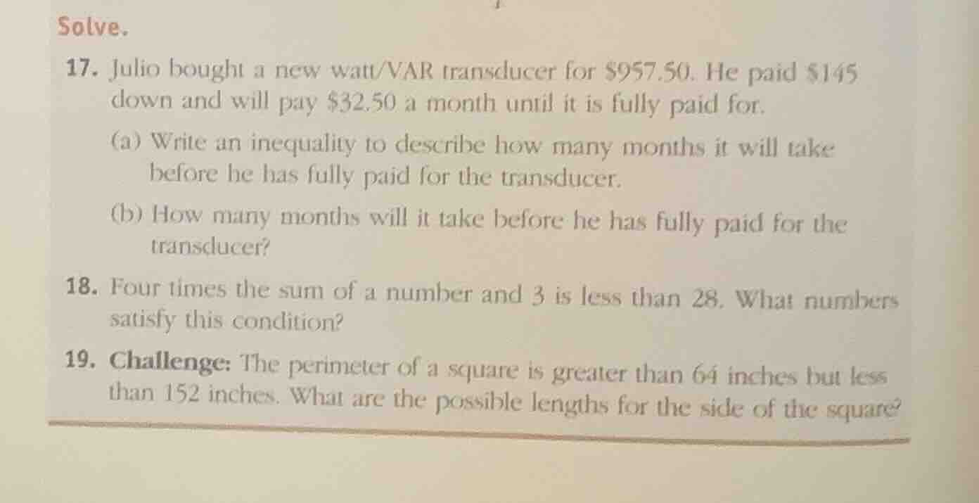 solve. 17. julio bought a new watt/var transducer for \\$957.50. he pai…