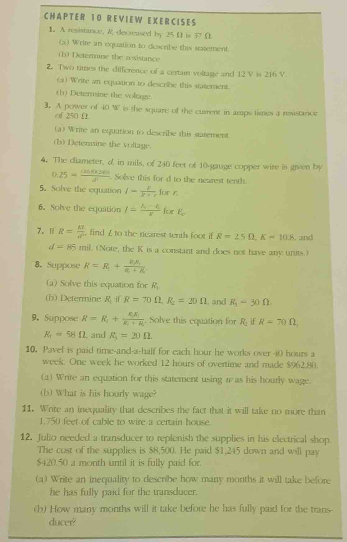 chapter 10 review exercises 1. a resistance, \\(r\\), decreased by \\(2…