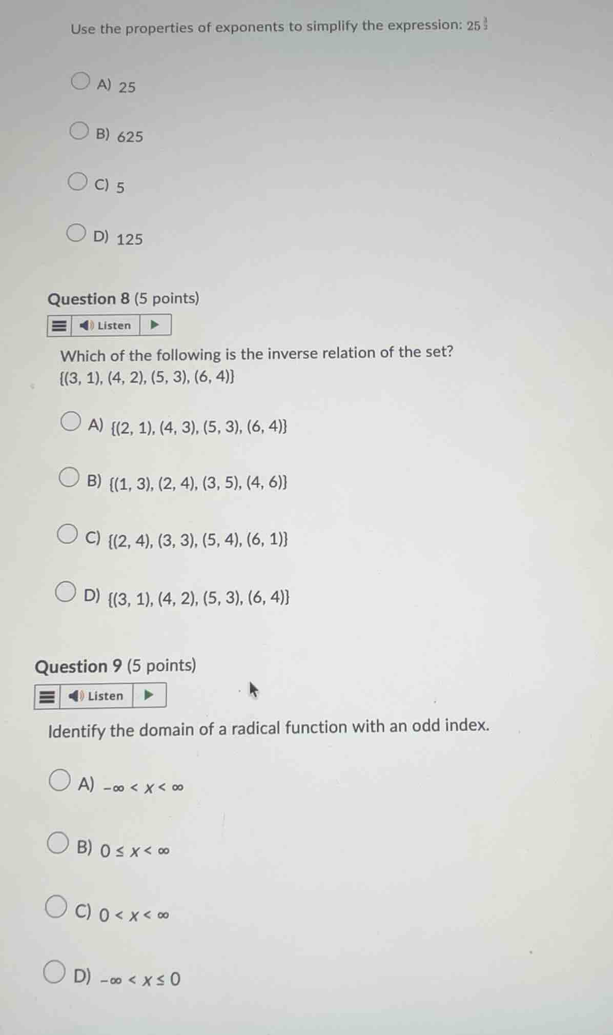 use the properties of exponents to simplify the expression: (25^{\\frac…