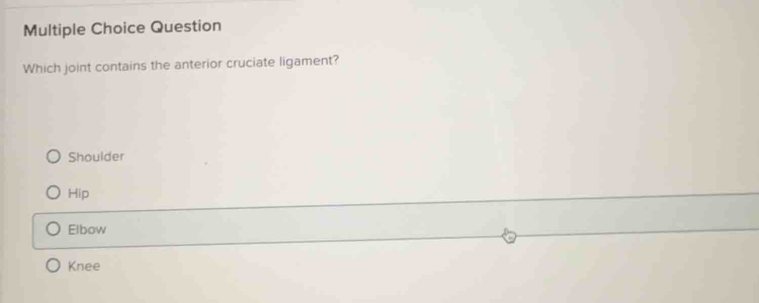 multiple choice question which joint contains the anterior cruciate lig…