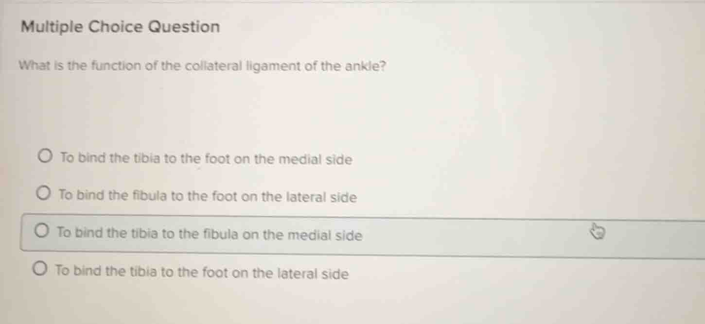 multiple choice question what is the function of the collateral ligamen…