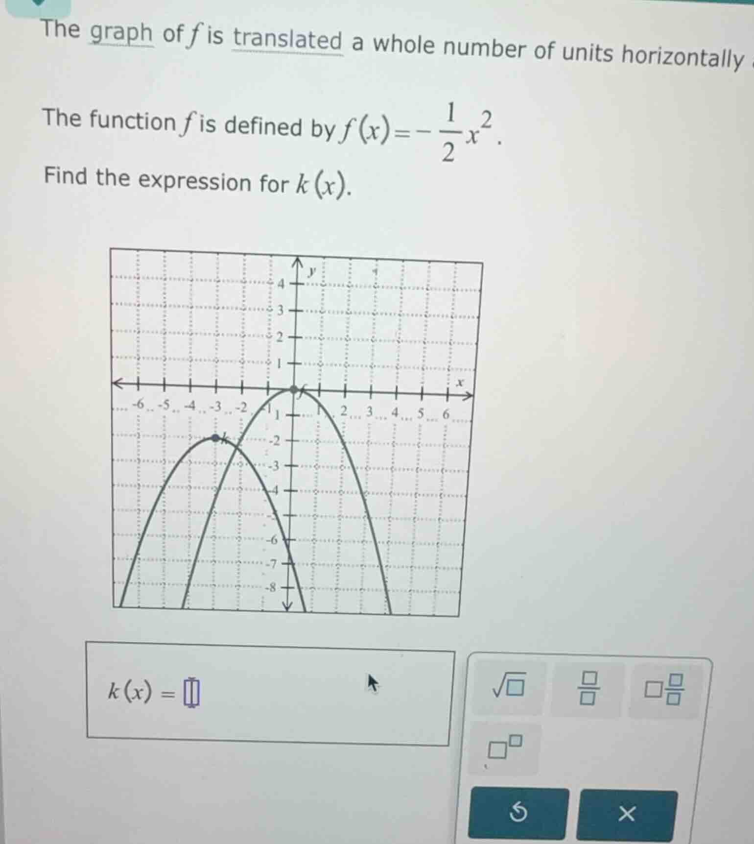 the graph of (f) is translated a whole number of units horizontally and…