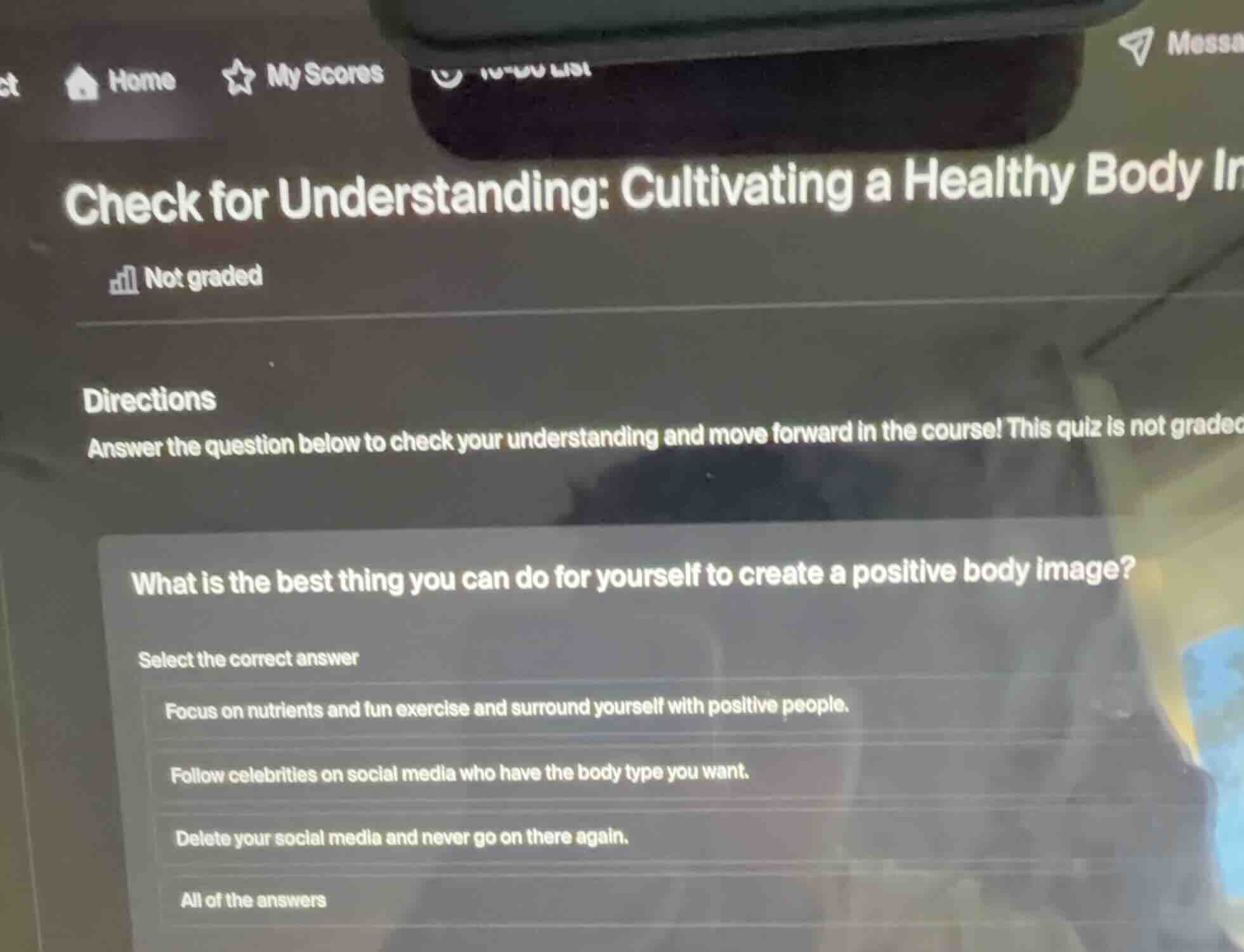 check for understanding: cultivating a healthy body image directions an…