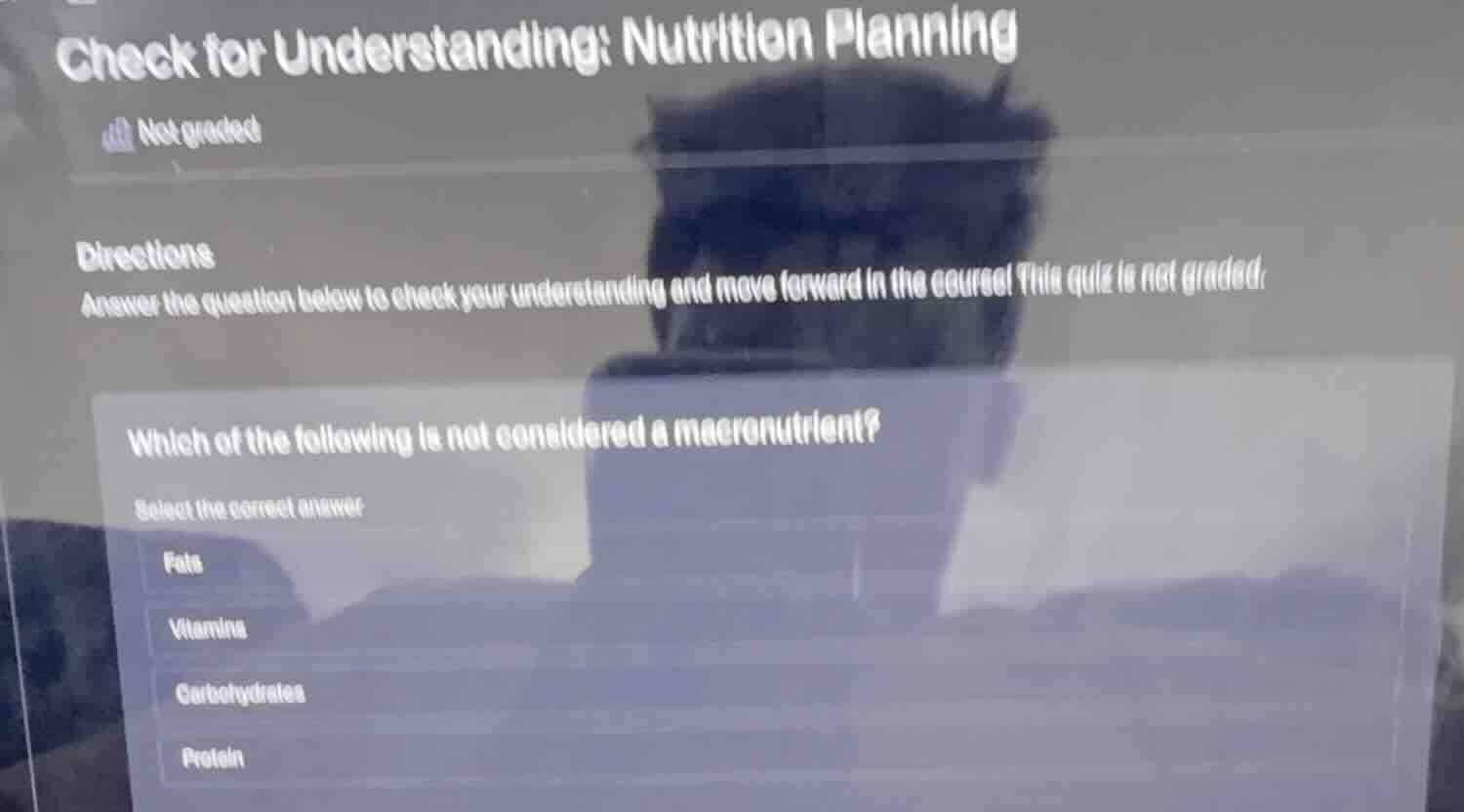 check for understanding: nutrition planning not graded directions answe…