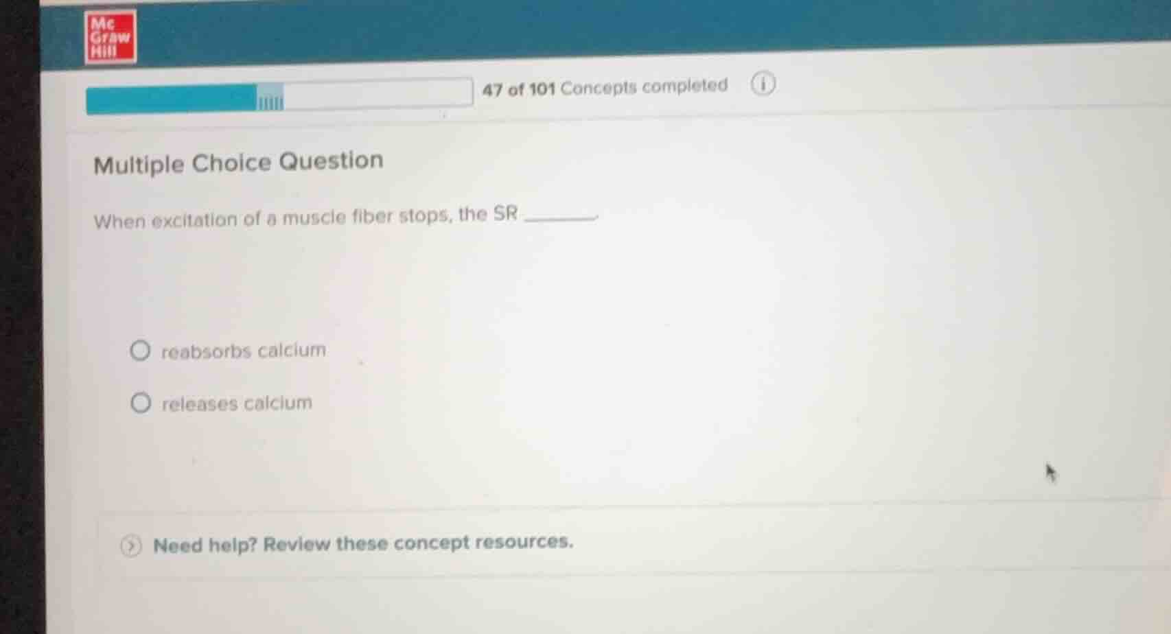 multiple choice question when excitation of a muscle fiber stops, the s…