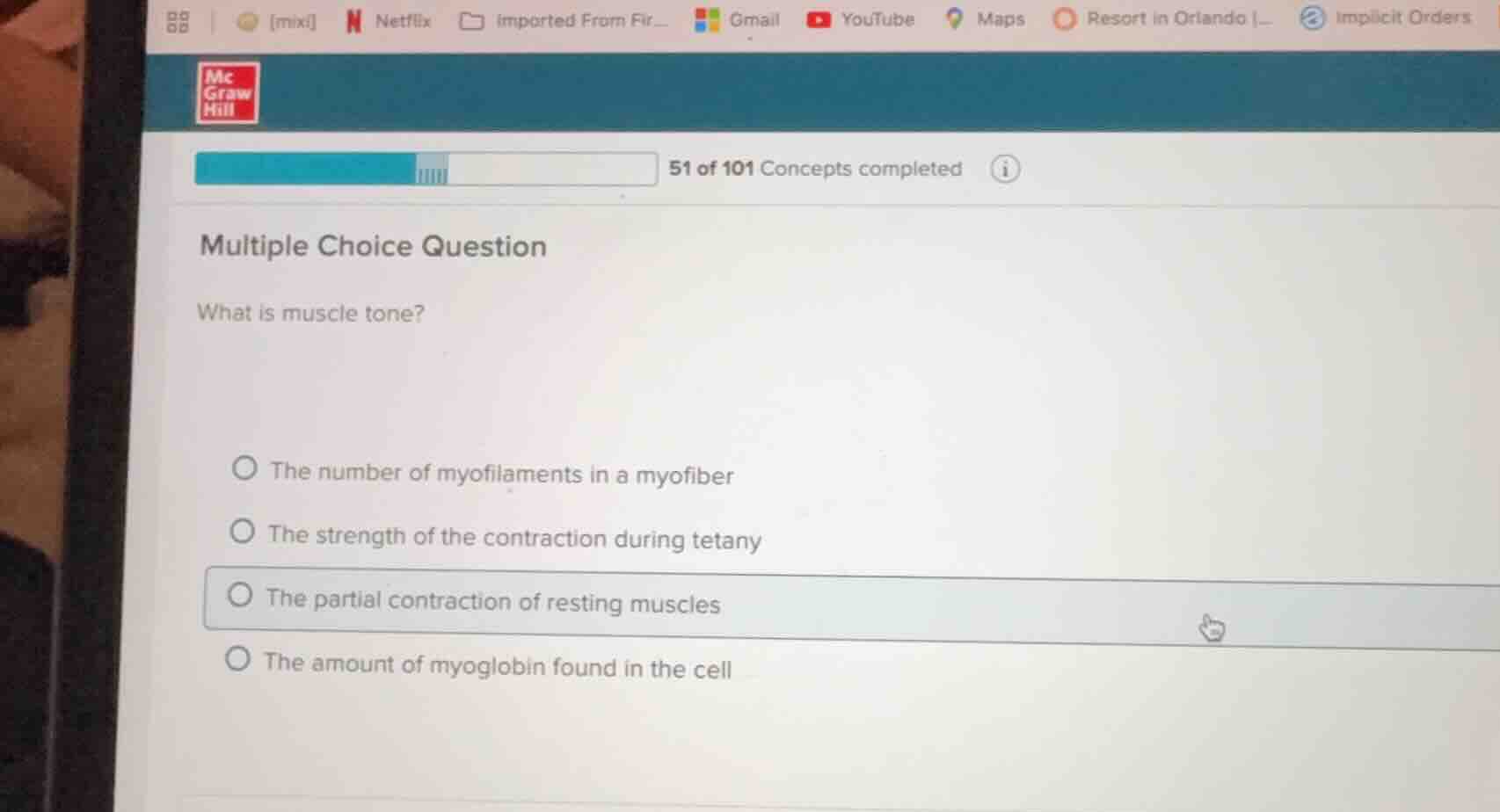 multiple choice question what is muscle tone? - the number of myofilame…