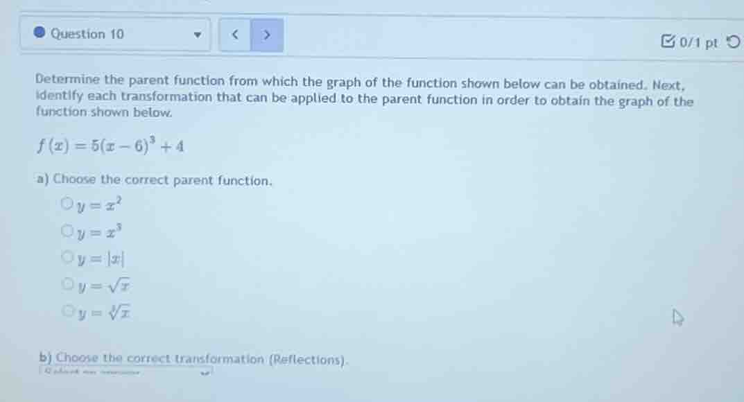determine the parent function from which the graph of the function show…