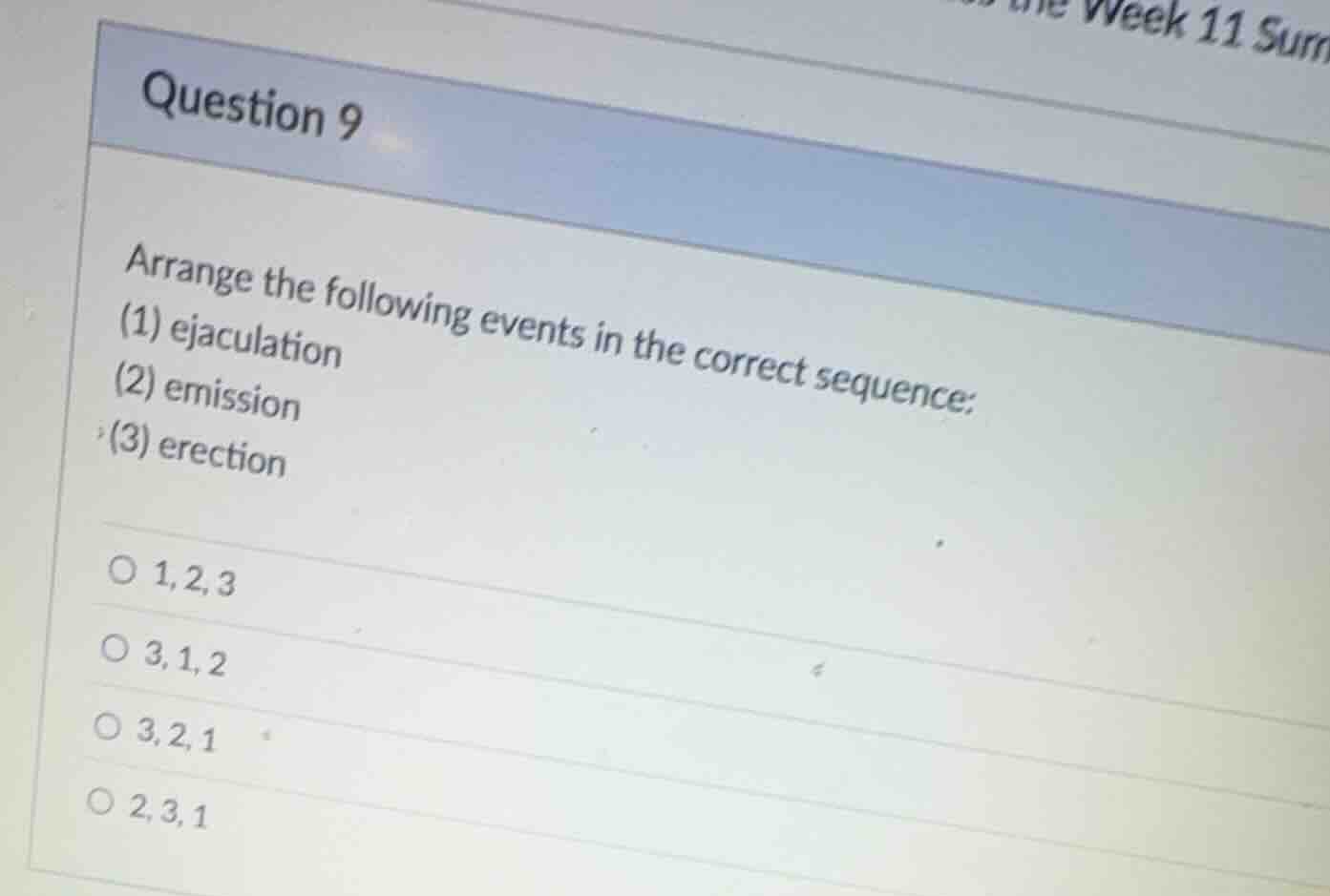 question 9 arrange the following events in the correct sequence: (1) ej…