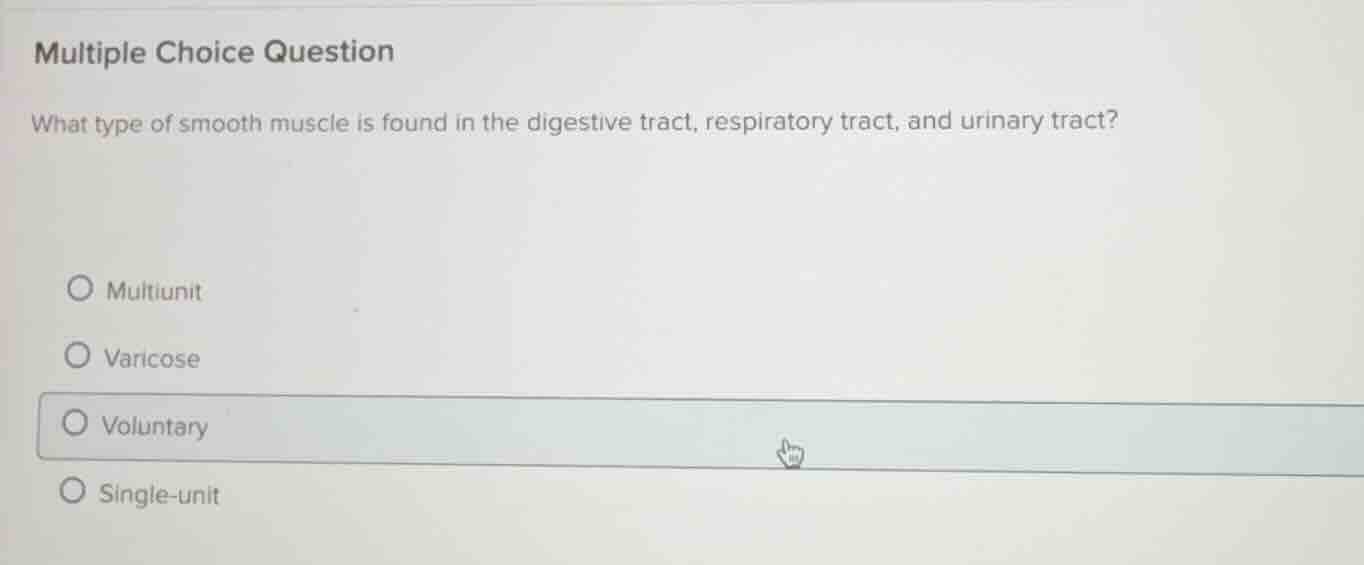 multiple choice question what type of smooth muscle is found in the dig…