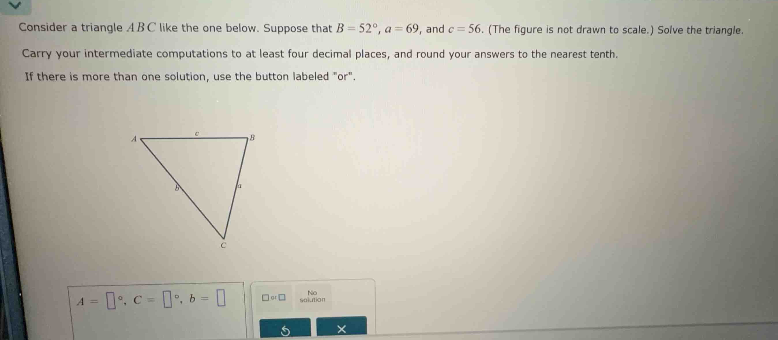 consider a triangle \\(abc\\) like the one below. suppose that \\(b = 5…