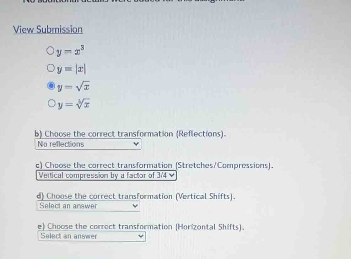view submission \\(y = x^3\\) \\(y = |x|\\) \\(y = \\sqrt{x}\\) \\(y = …