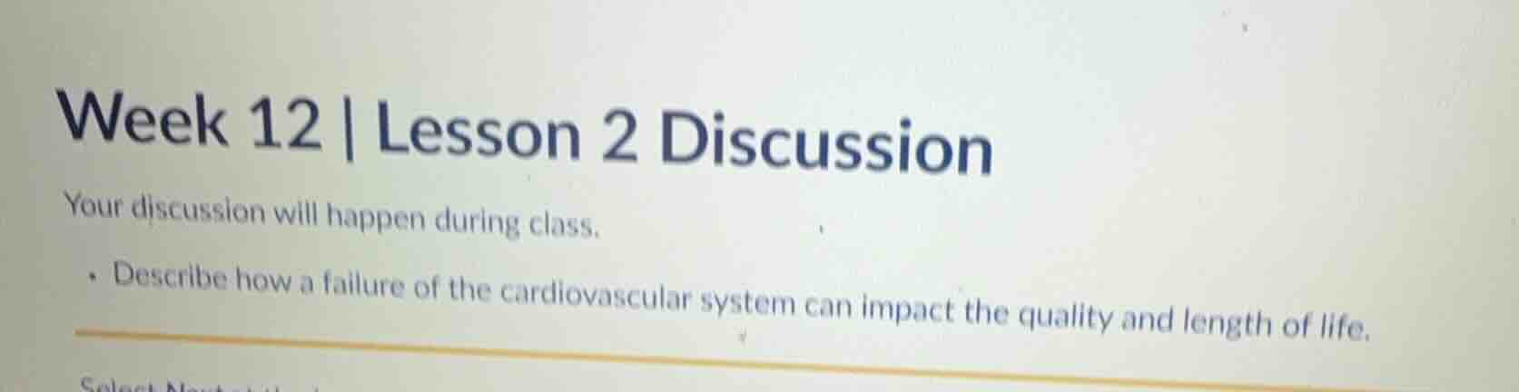 week 12 | lesson 2 discussion your discussion will happen during class.…