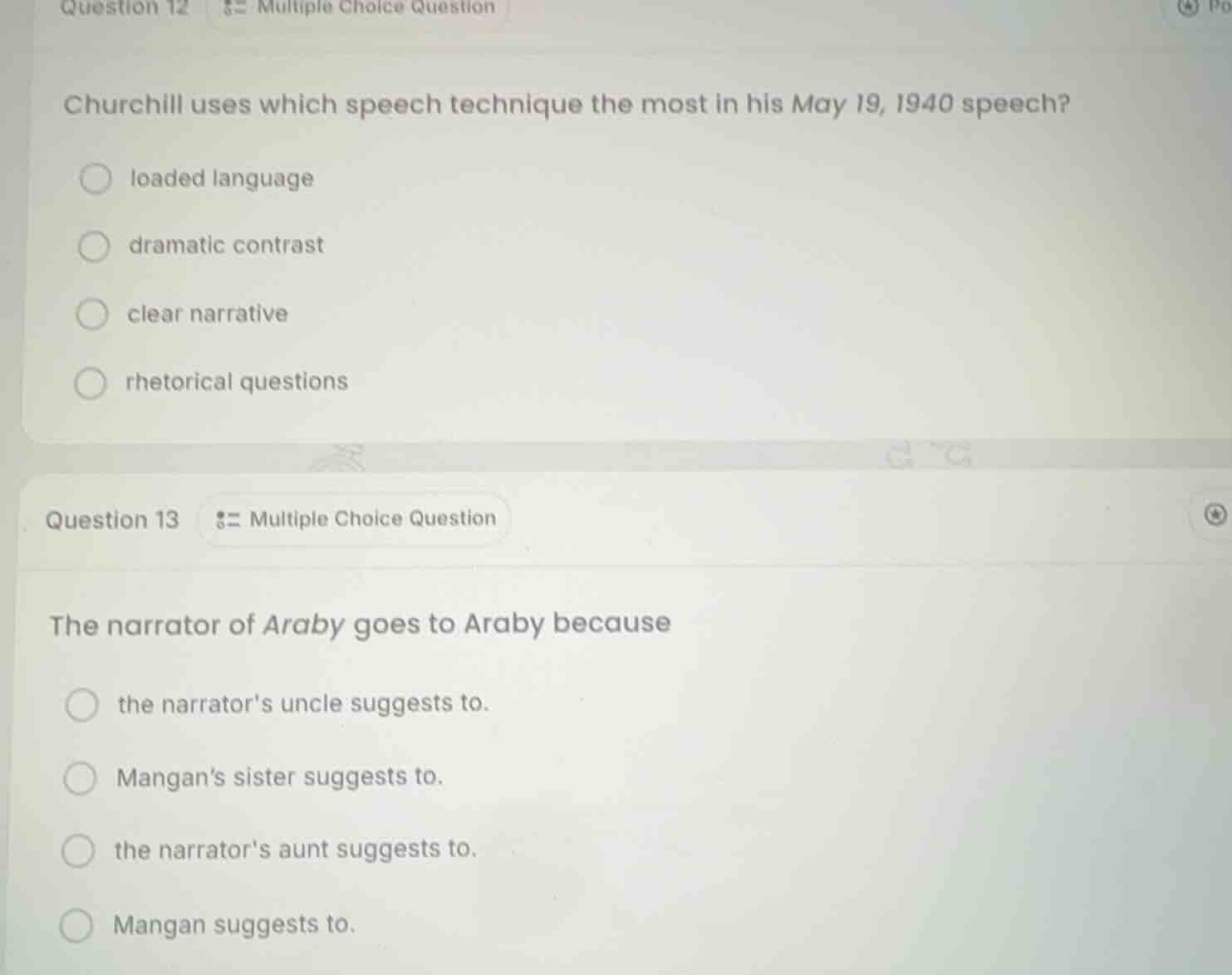 question 12 multiple choice question churchill uses which speech techni…