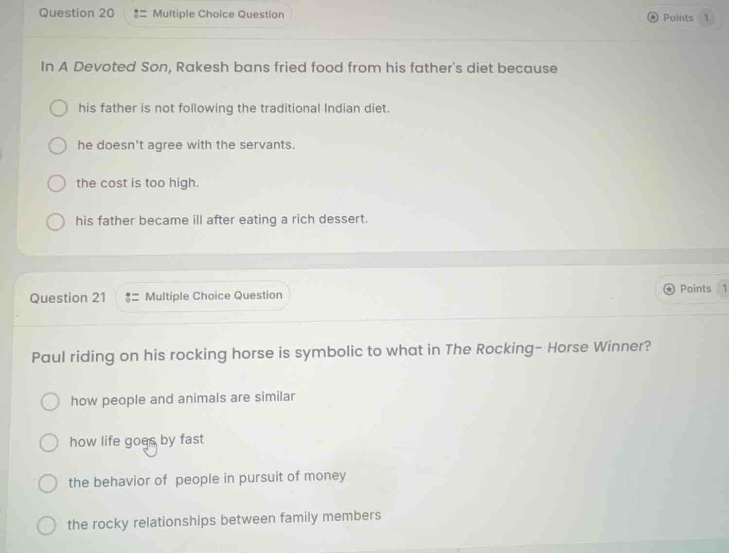 question 20 multiple choice question in a devoted son, rakesh bans frie…