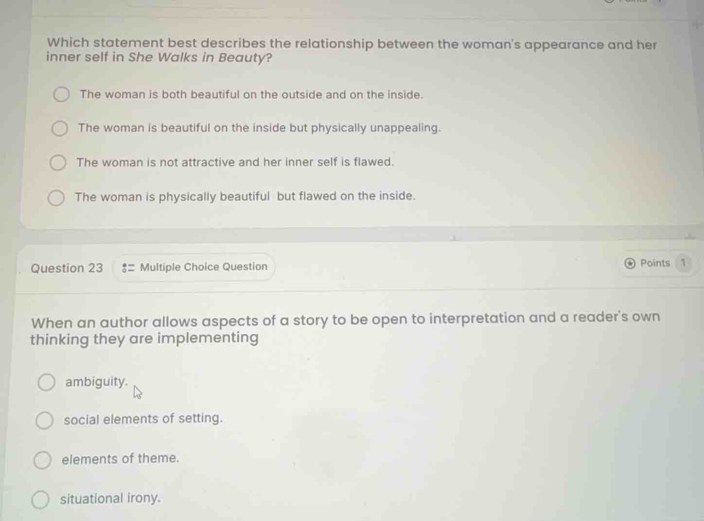 which statement best describes the relationship between the womans appe…