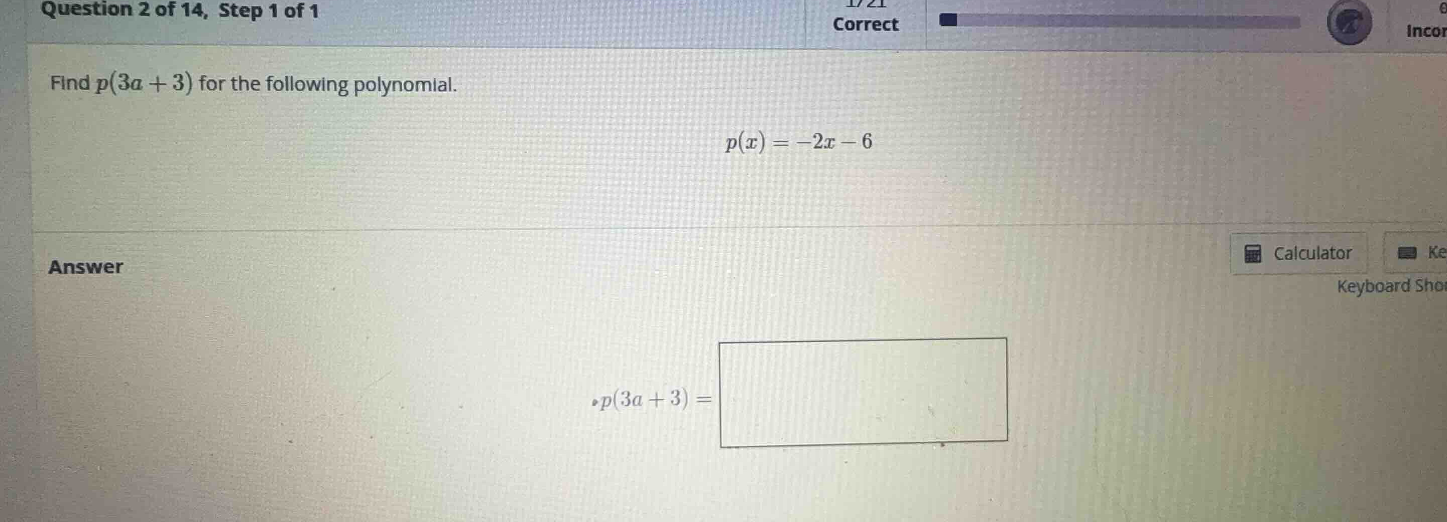 find \\(p(3a + 3)\\) for the following polynomial. \\p(x) = -2x - 6\\