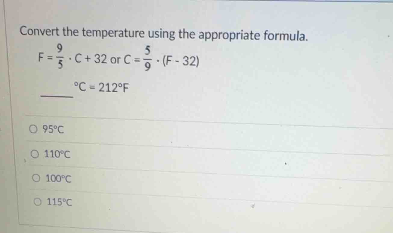 convert the temperature using the appropriate formula. \\(f = \\frac{9}…