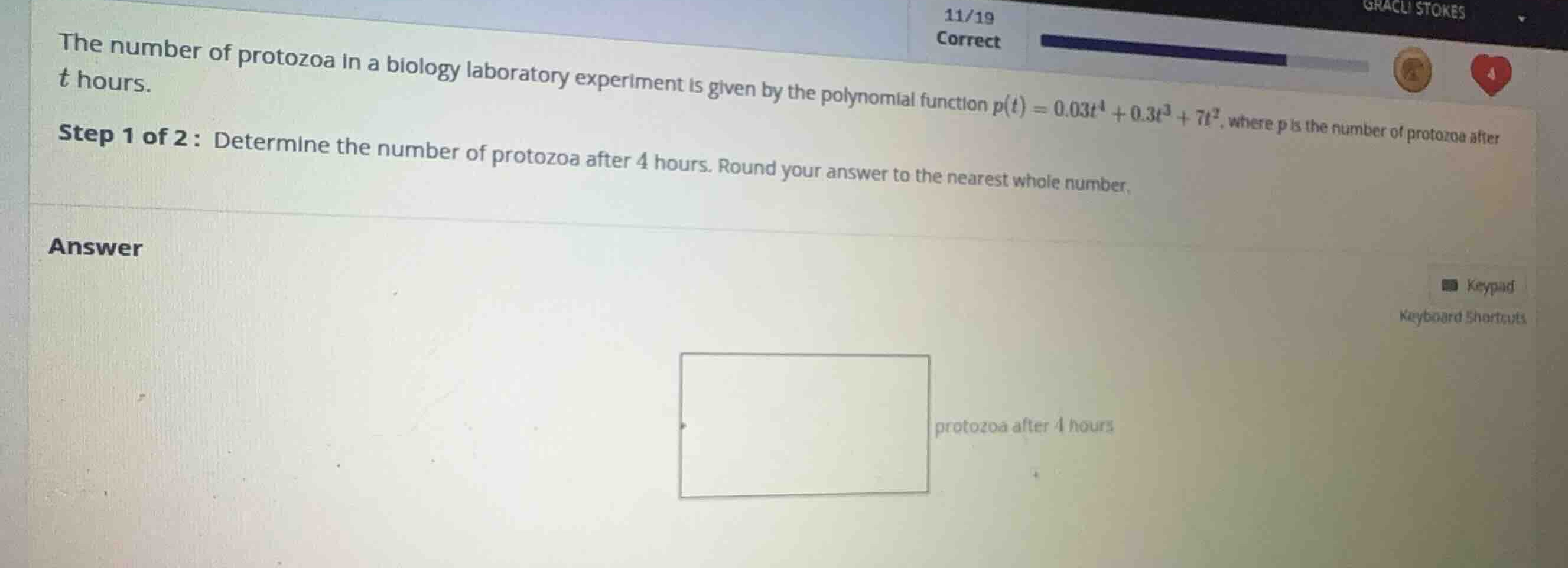 the number of protozoa in a biology laboratory experiment is given by t…