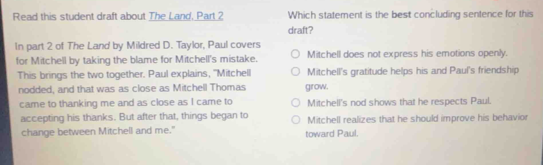 read this student draft about the land, part 2 in part 2 of the land by…