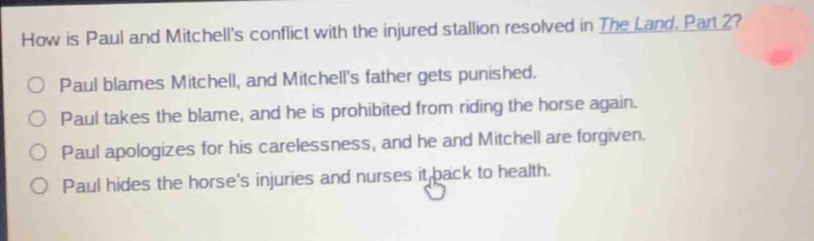 how is paul and mitchells conflict with the injured stallion resolved i…