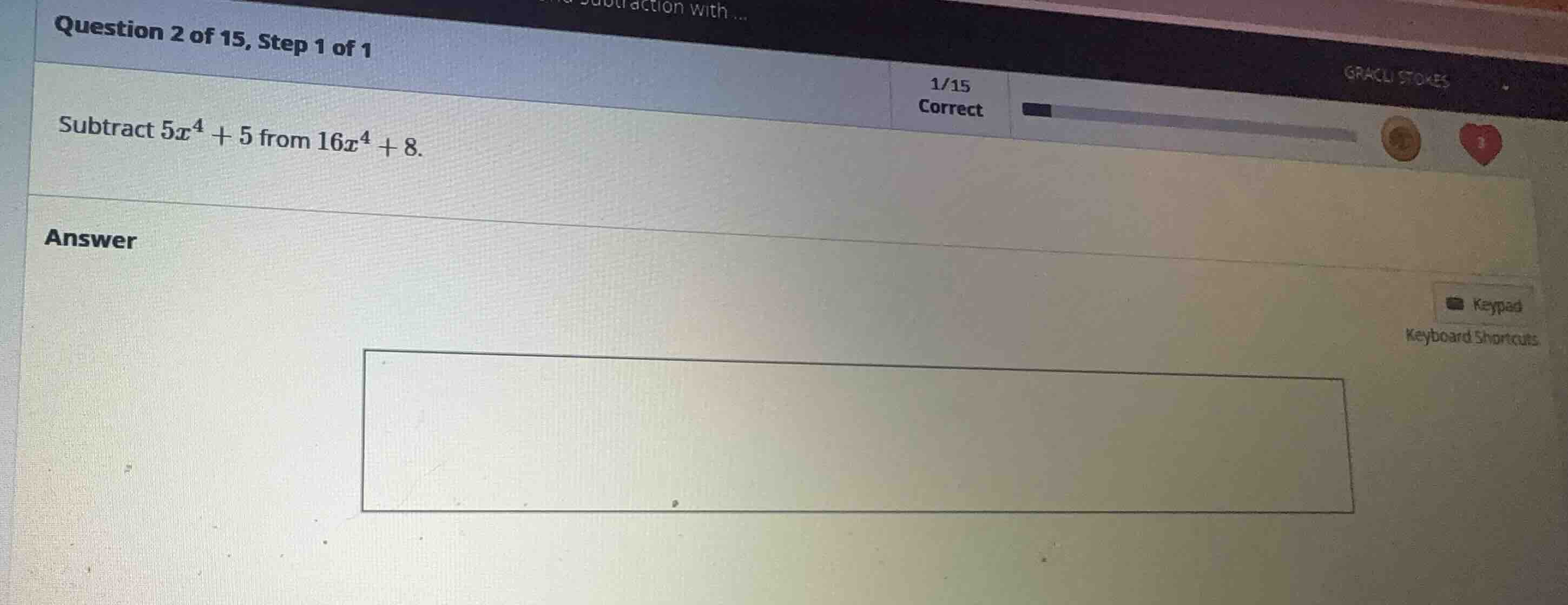 subtract \\(5x^4 + 5\\) from \\(16x^4 + 8\\).