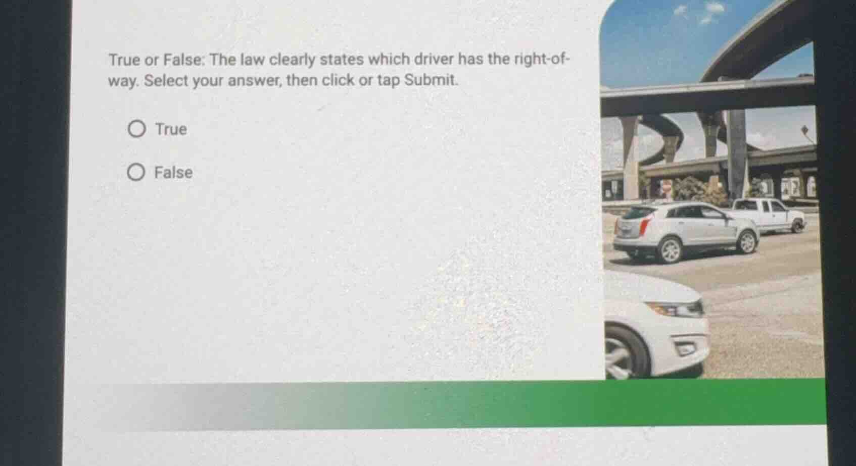 true or false: the law clearly states which driver has the right-of-way…