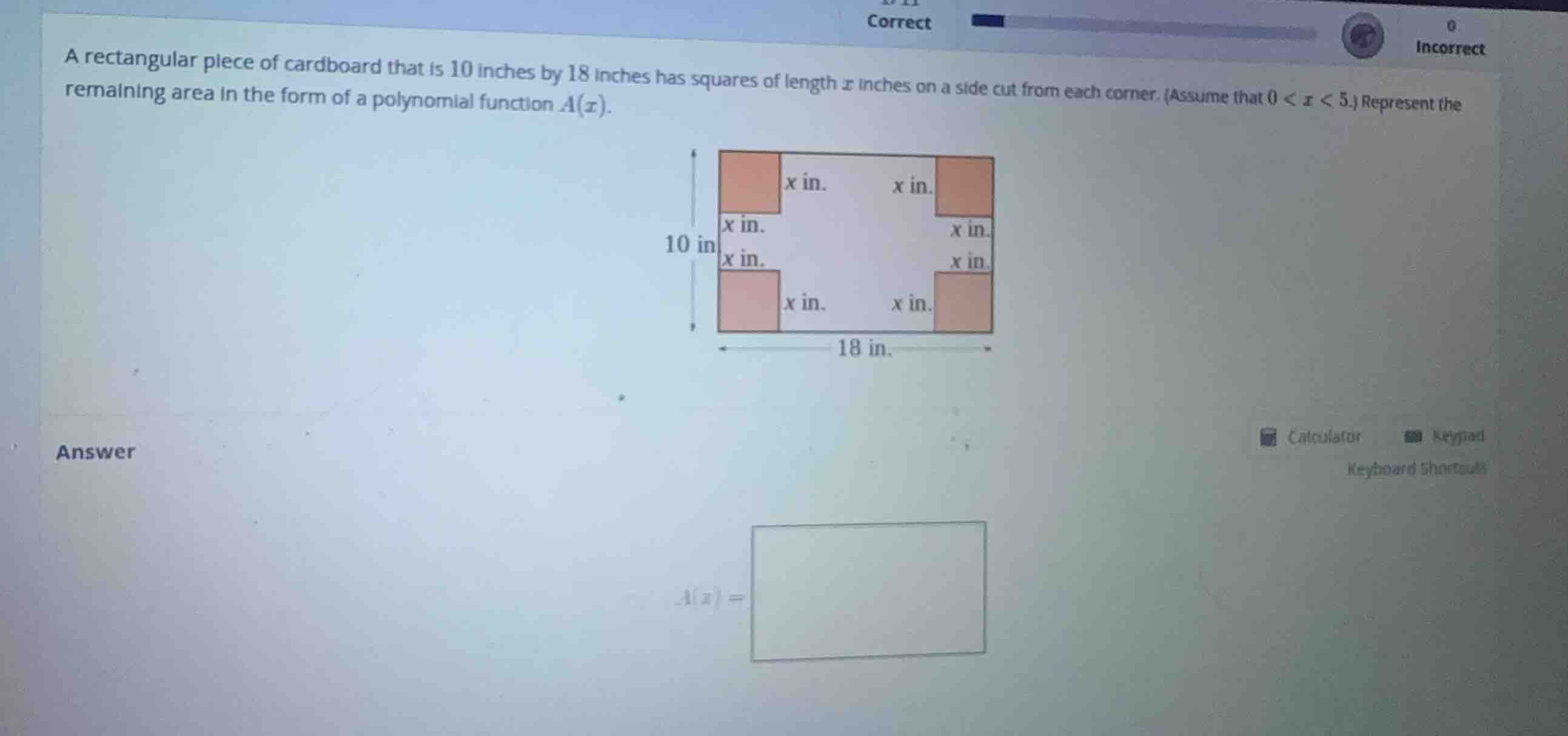 a rectangular piece of cardboard that is 10 inches by 18 inches has squ…