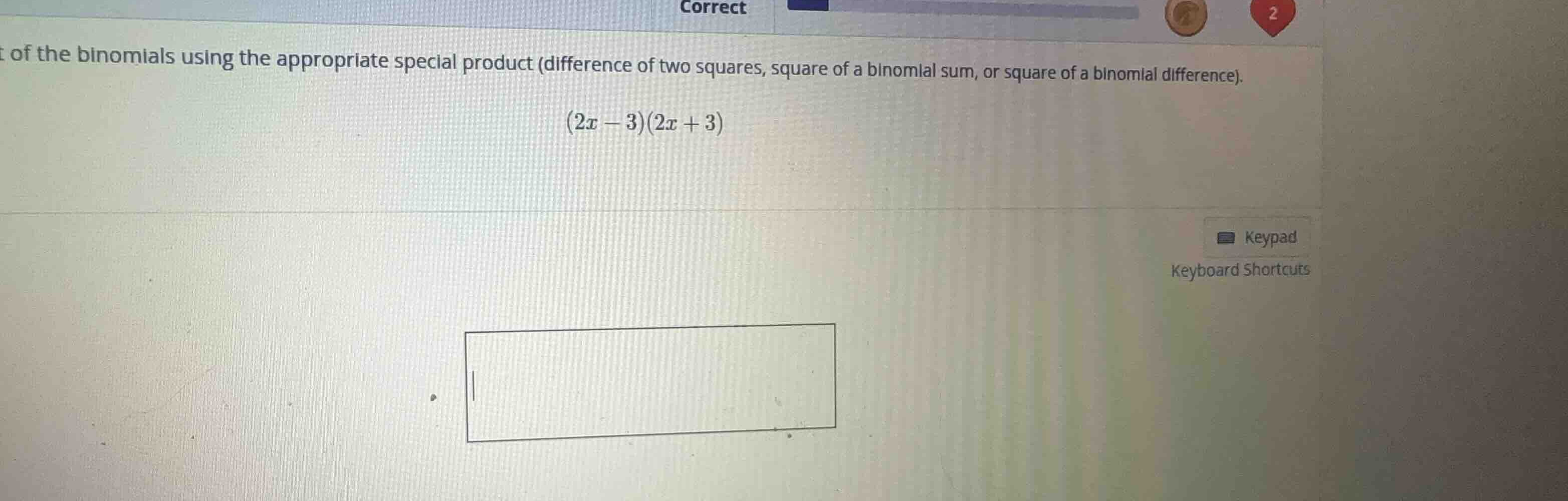 find the product of the binomials using the appropriate special product…