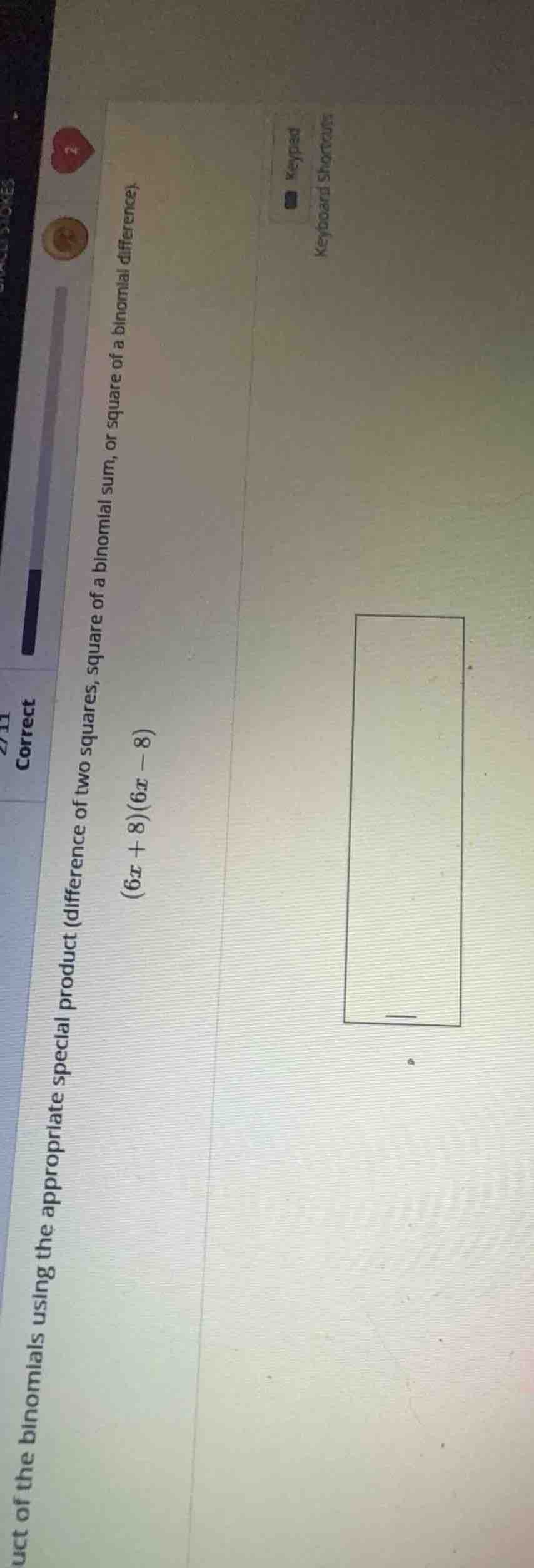 find the product of the binomials using the appropriate special product…
