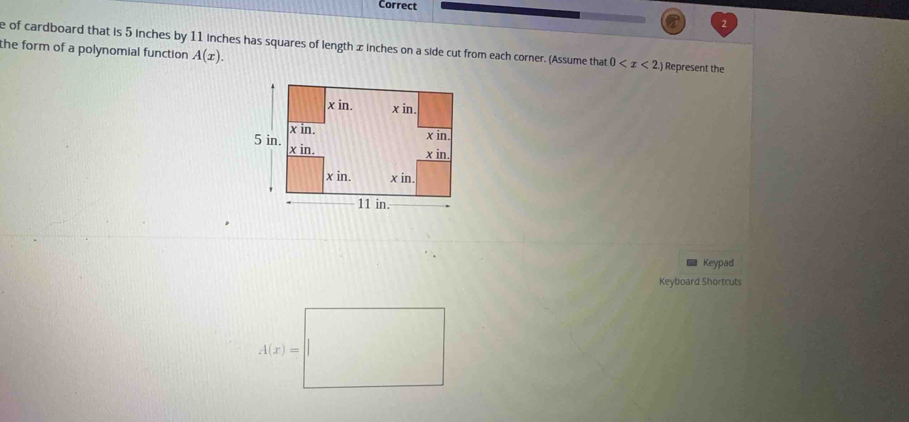 a piece of cardboard that is 5 inches by 11 inches has squares of lengt…