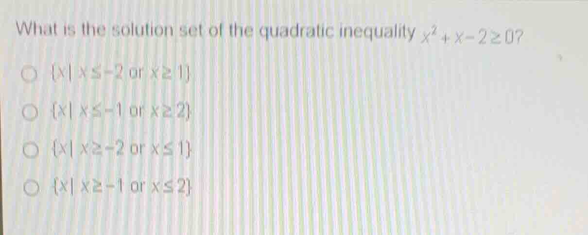 what is the solution set of the quadratic inequality \\(x^2 + x - 2 \\g…