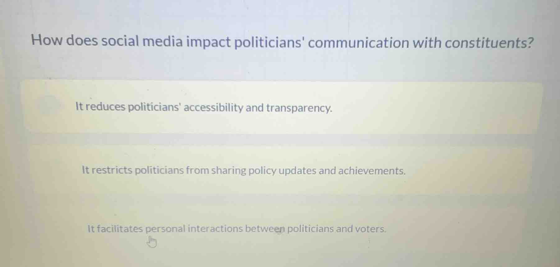 how does social media impact politicians communication with constituent…