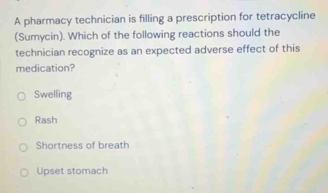a pharmacy technician is filling a prescription for tetracycline (sumyc…