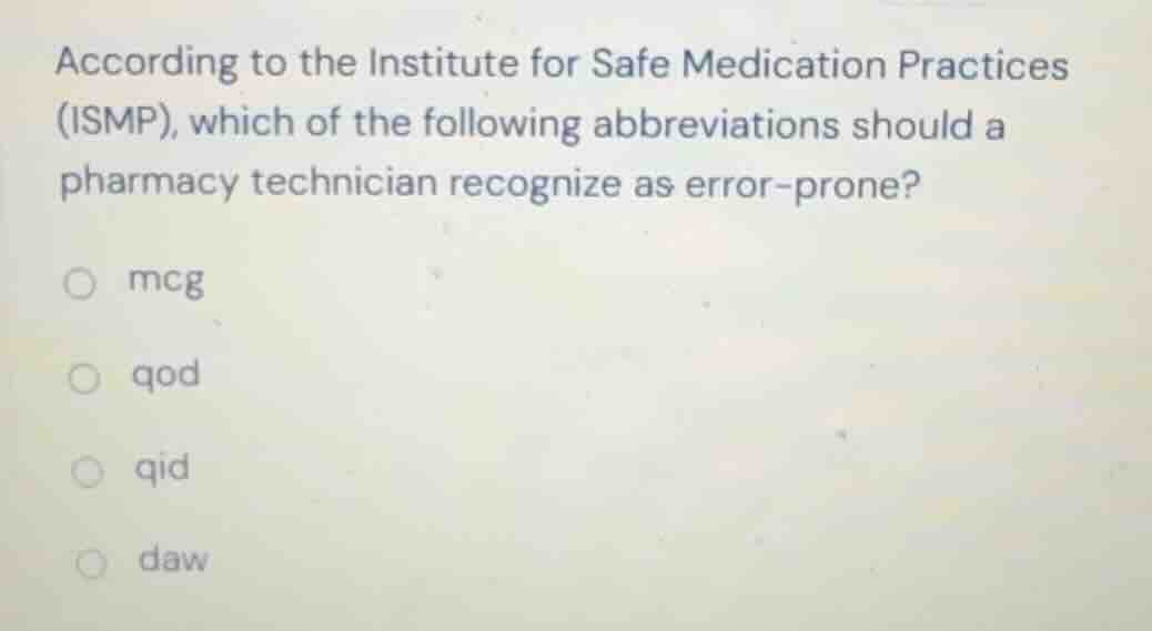 according to the institute for safe medication practices (ismp), which …